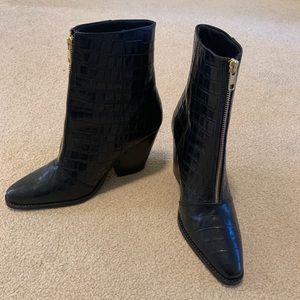 ASOS women’s black zip up booties